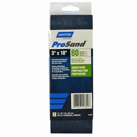 Norton Co 3 in.X18 in.  Ps Belt 2Pk 80 Grit 49602/2230 2230